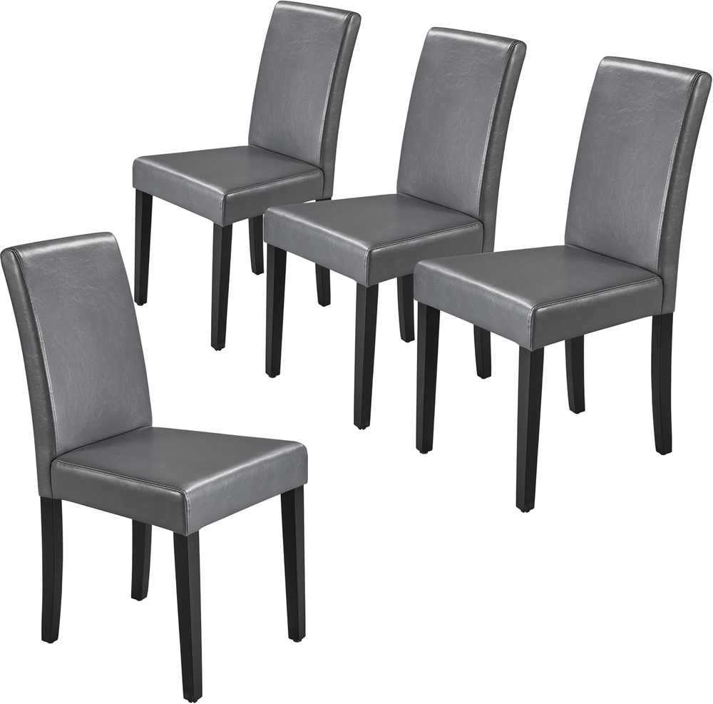 Set of 4 High-Back Faux Leather Upholstered Kitchen Dining Chairs Armless Design