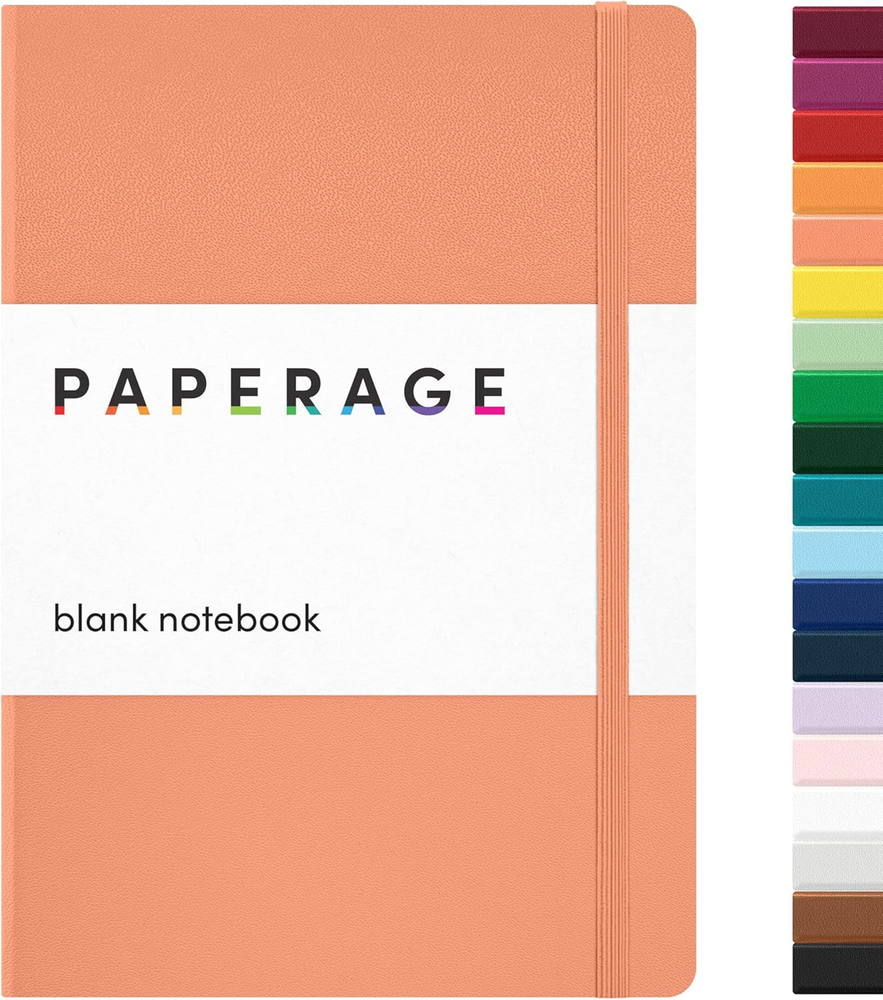 PAPERAGE Coral Journal Notebook, 160 Pages, Medium 5.7 x 8 inches, Hardcover