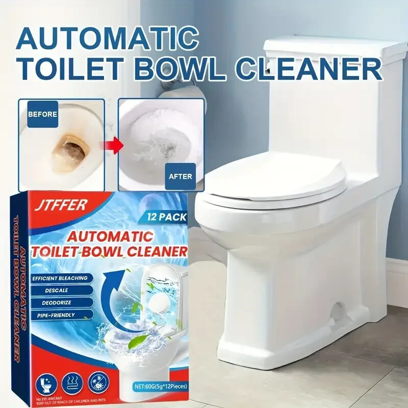 Automatic Toilet Bowl Cleaner Tablets with Bleach 12 Pack Pink