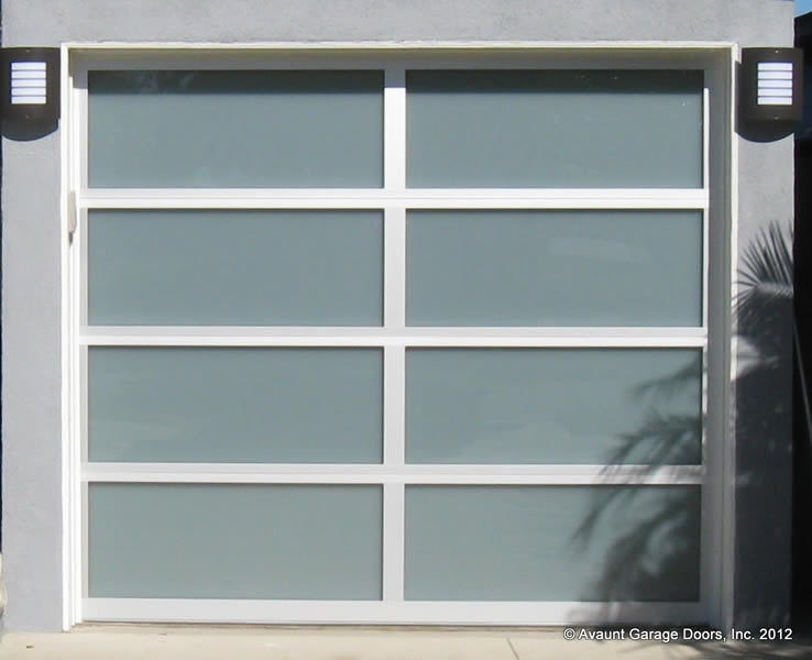 Full View 10x8 Anodized Aluminum White Laminate Glass Garage Door-image