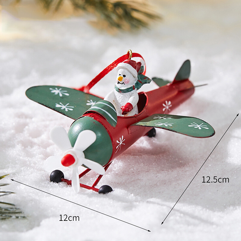 Iron Christmas Pendant Santa Claus Airplane Tree Hanging Decoration Ornaments