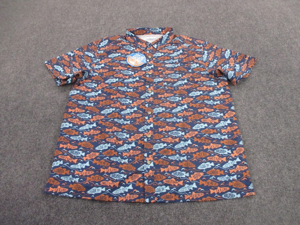 Columbia Shirt Mens XL PFG Fishing Gear Print Performance Omni Shade Adult NEW