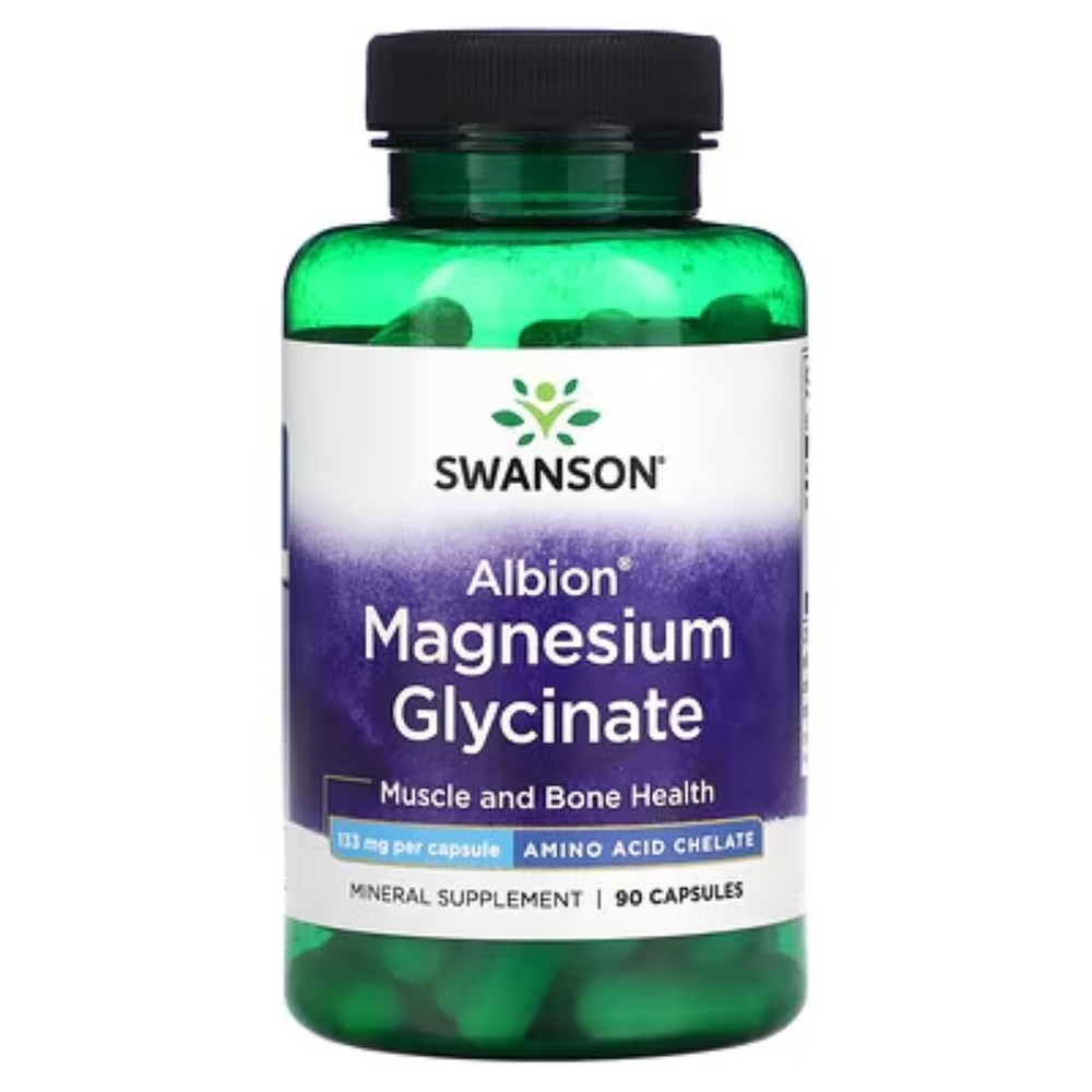 Swanson Albion Magnesium Glycinate Muscle & Bone Health Supplement (90 Capsules)