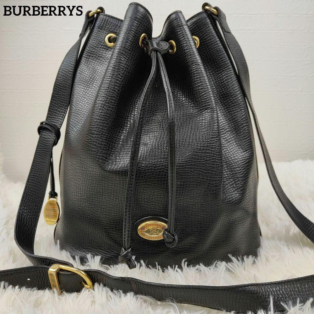 Burberry Shoulder Bag Nova Check Leather Black Authentic F10241639