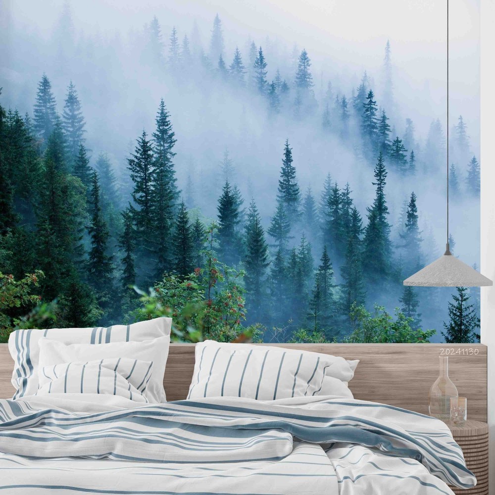 3D Forest Mist Landscape Wall Murals Wallpaper Murals Wall Sticker