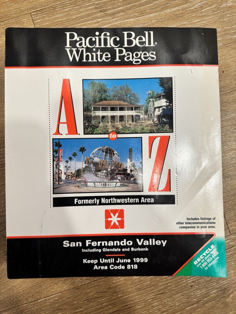 Pacific Bell White Pages San Fernando Valley 1998 Phone Book