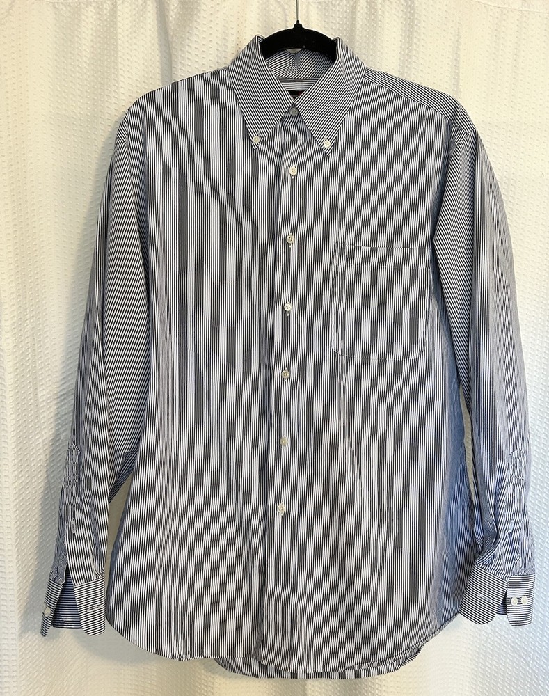 Members Mark Medium Blue White Long Sleeve Mens Dress Shirt 15.5-34-image
