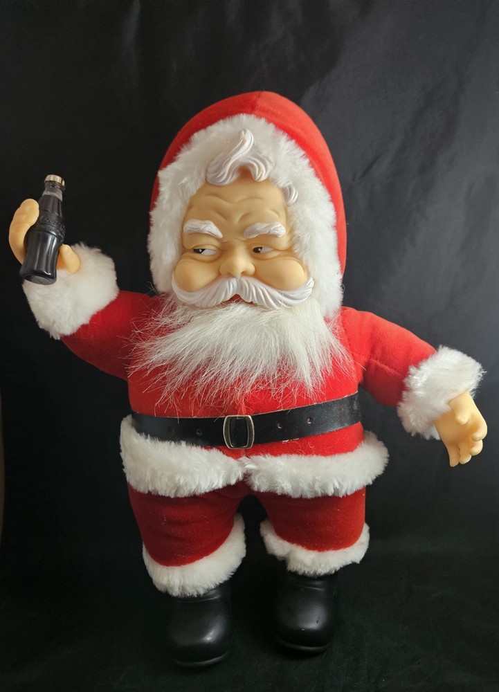 Vintage 1988 Richs Santa Doll Holding Coca-Cola Bottle Collectible