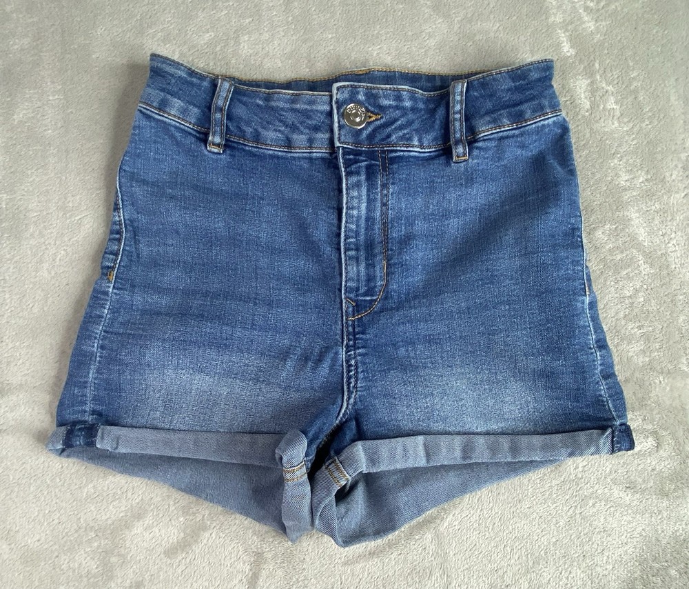 H&M Divided Women’s Cuffed Blue Denim Jean Shorts Size 4 Mid Rise