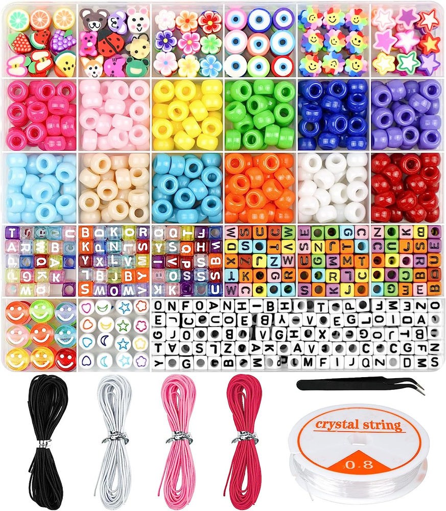 Bracelet Making Kit, Beads for Bracelets Making Pony Beads Polymer Clay Beads Sm