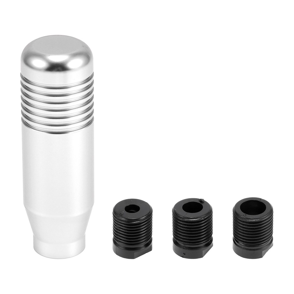 8.5cm Gear Knob 3 Silver Aluminum Alloy Adapters, 1 Set