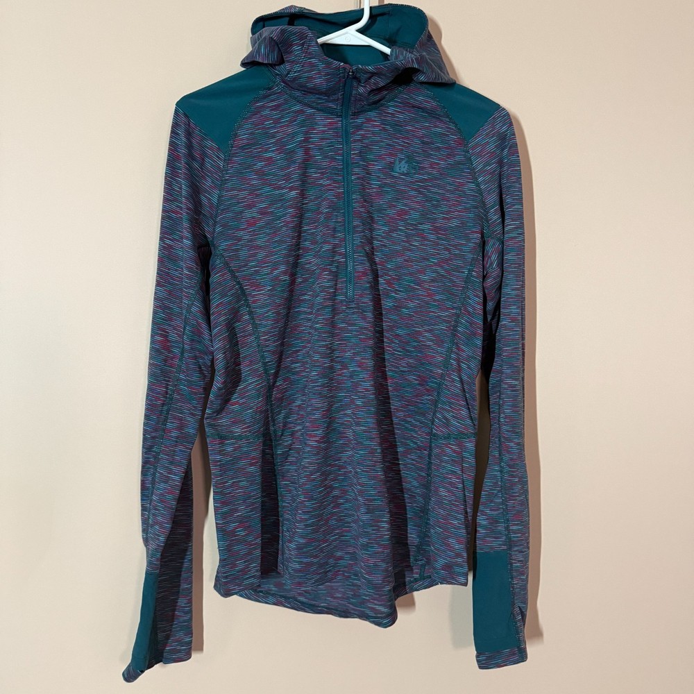 REI Ultralight Light 1/4 Zip Baselayer Hoodie Hoody Pullover Green Women's XL