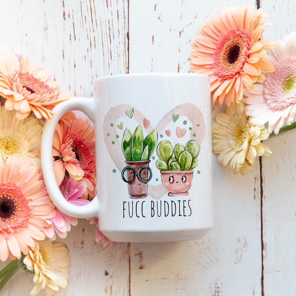 Fucc Buddies Succulent Cactus White Ceramic Mug Tea Cup