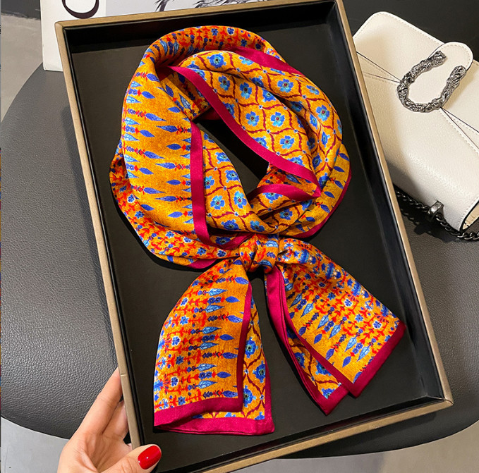 100% Mulberry Silk Scarf 150x15cm Long Double-Sided Printed for Women