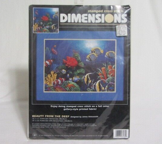 DIMENSIONS 1997 BEAUTY FROM THE DEEP 3164 STAMPED CROSS STITCH KIT NIP