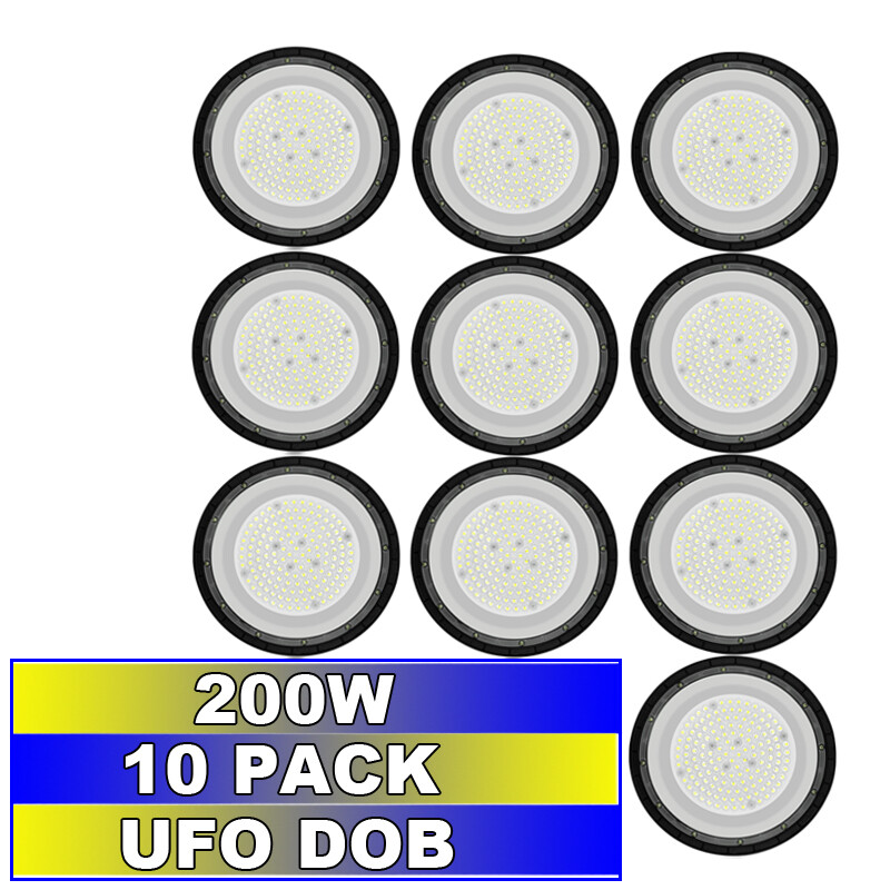 10PACK High Bay light 200W LED Factory Commercial Warehouse Light Fixtures 6500K