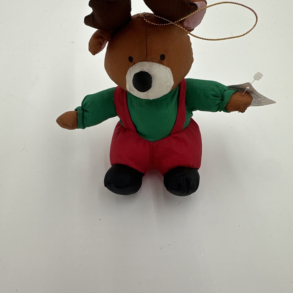 VINTAGE GIBSON GREETINGS CHRISTMAS MINI NYLON REINDEER PLUSH ORNAMENT CIRCA 1996