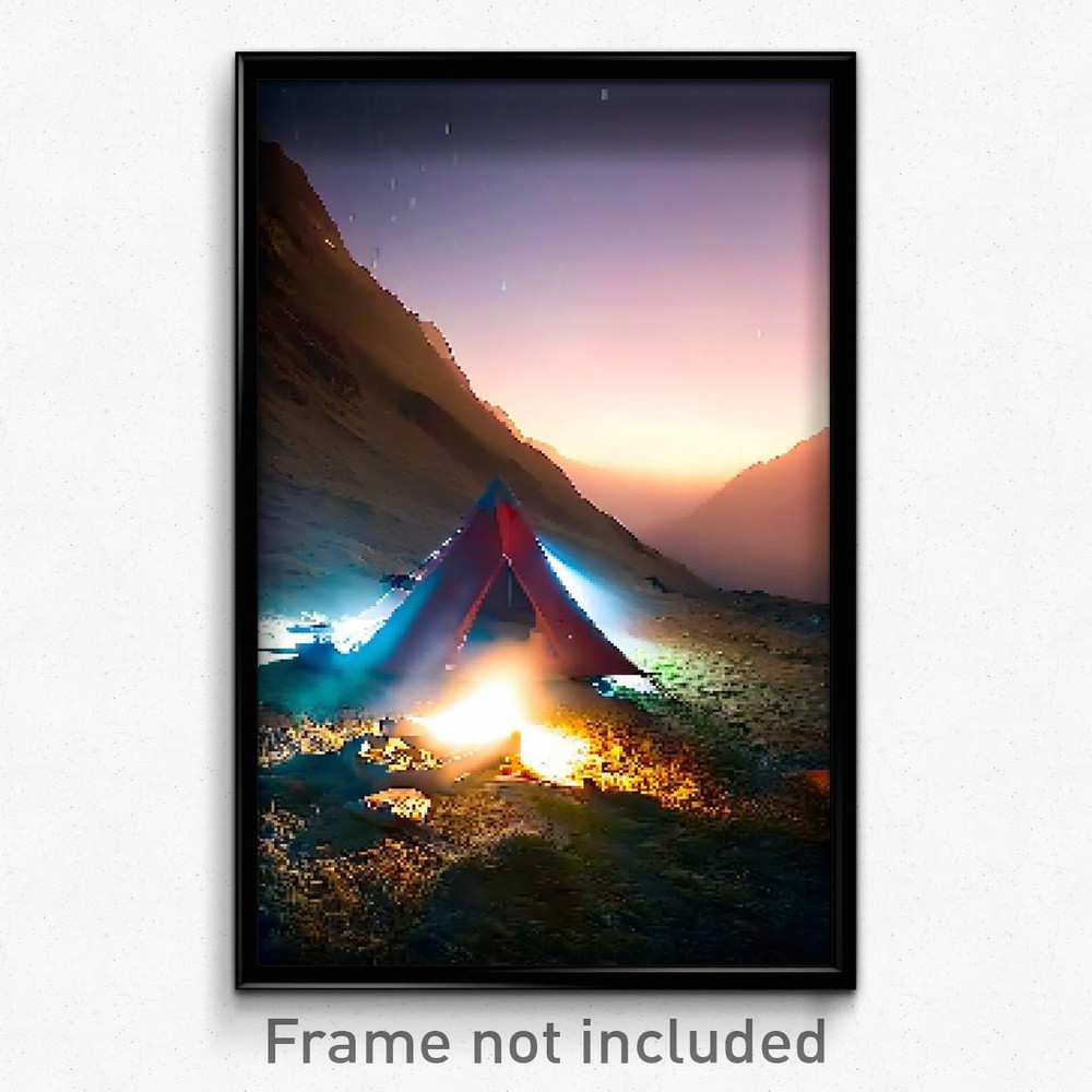 8-Bit Pixel Art Poster - Cold Bivouac Trippy Video Game Wall Print