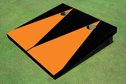 Orange And Black Matching Triangle No Stripe Custom Cornhole Board