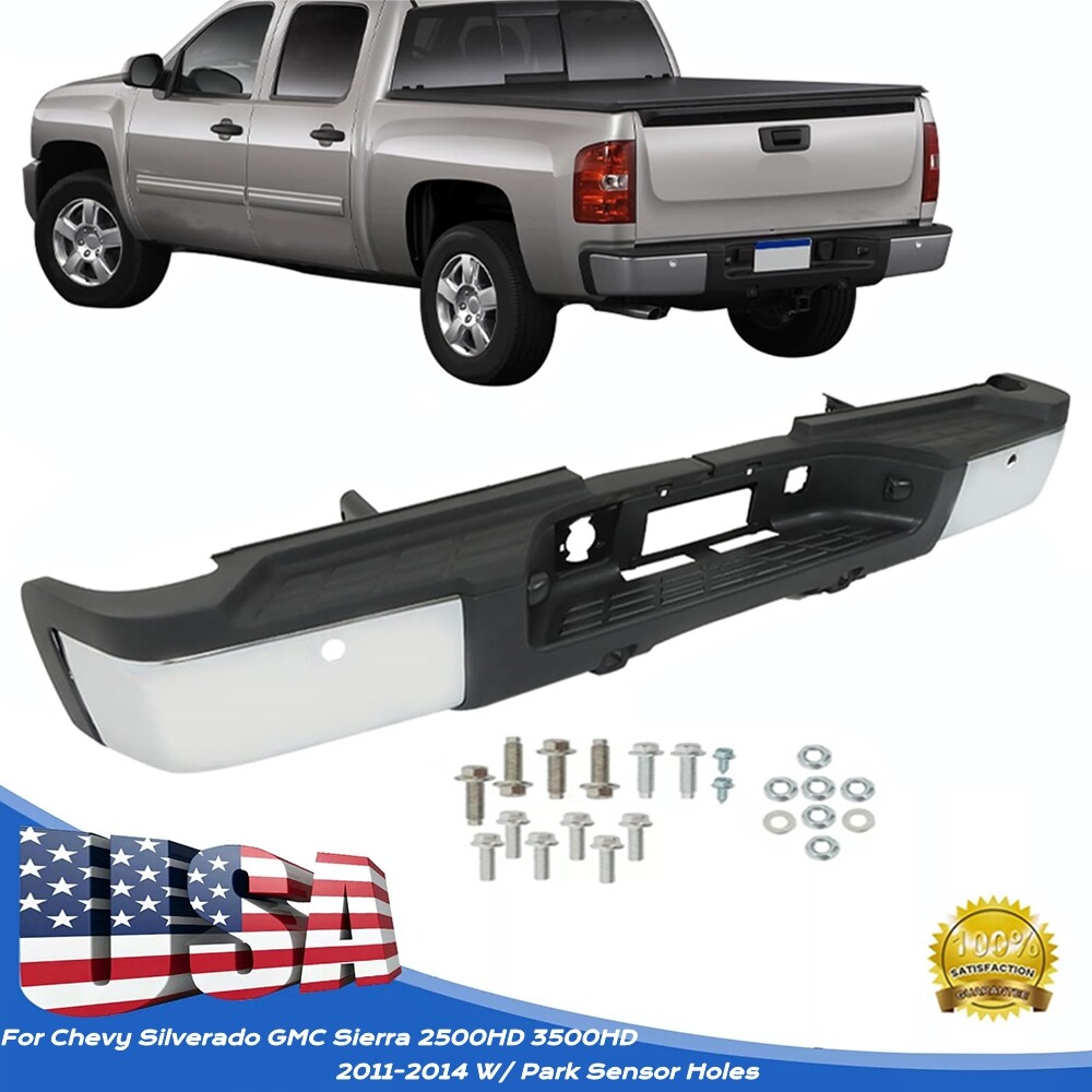For 2011-2014 Chevy Silverado GMC Sierra 2500HD W/ Sensor Holes Rear Step Bumper