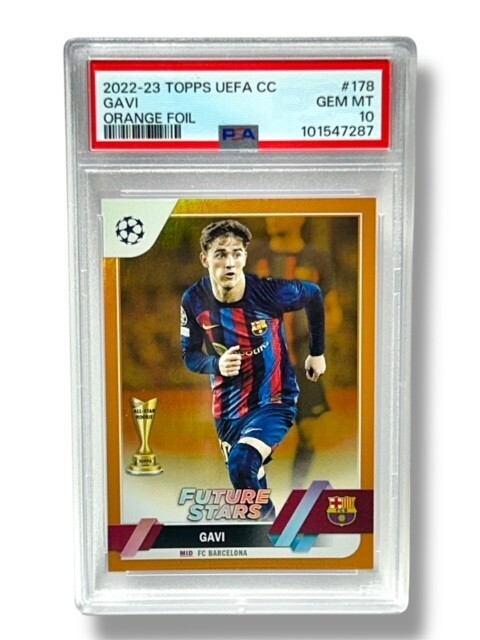 2022-23 Topps UEFA Chrome GAVI Orange Foil /25 PSA GEM MT 10