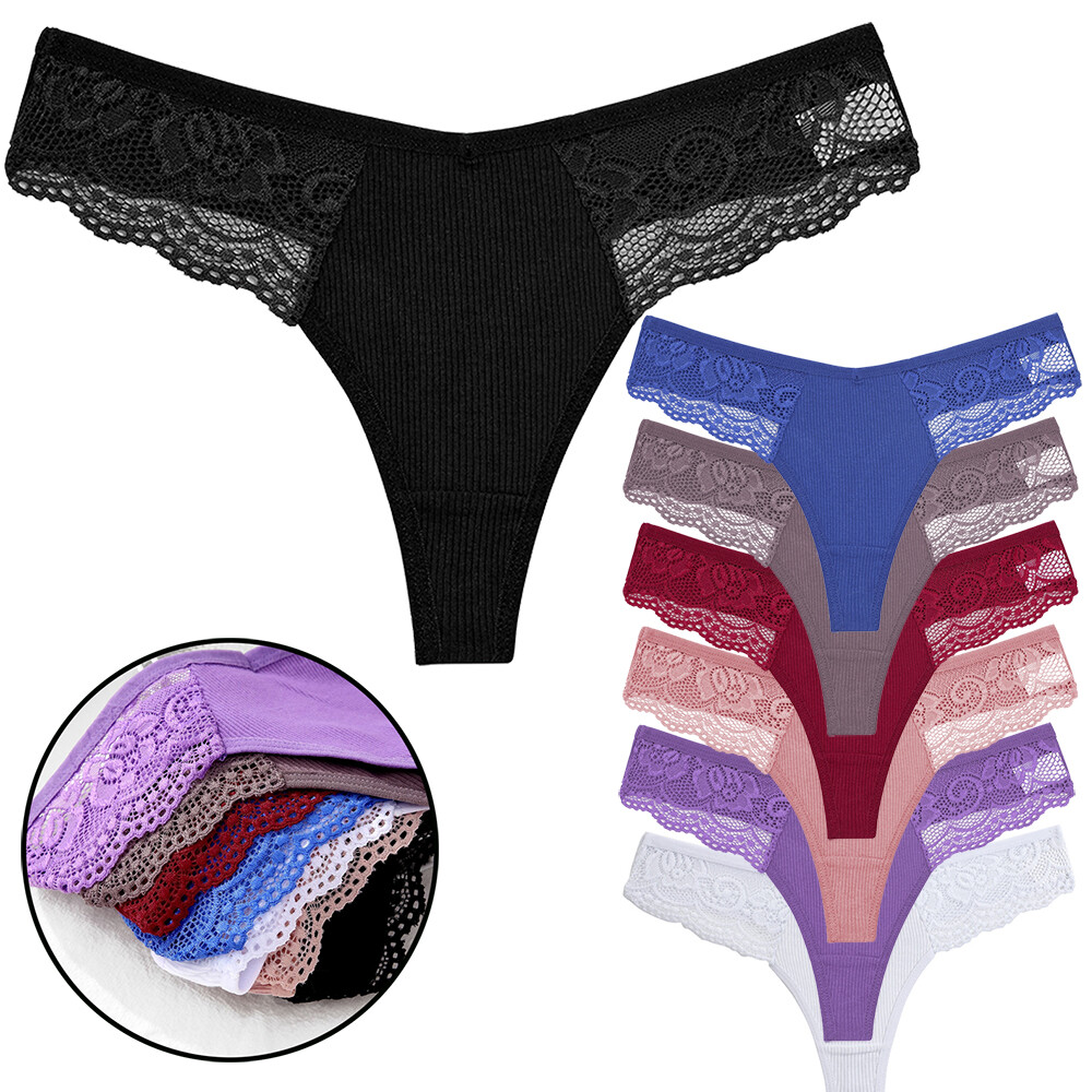 Sexy Womens Lace Cotton G-String Thong Panties Lingerie Underwear