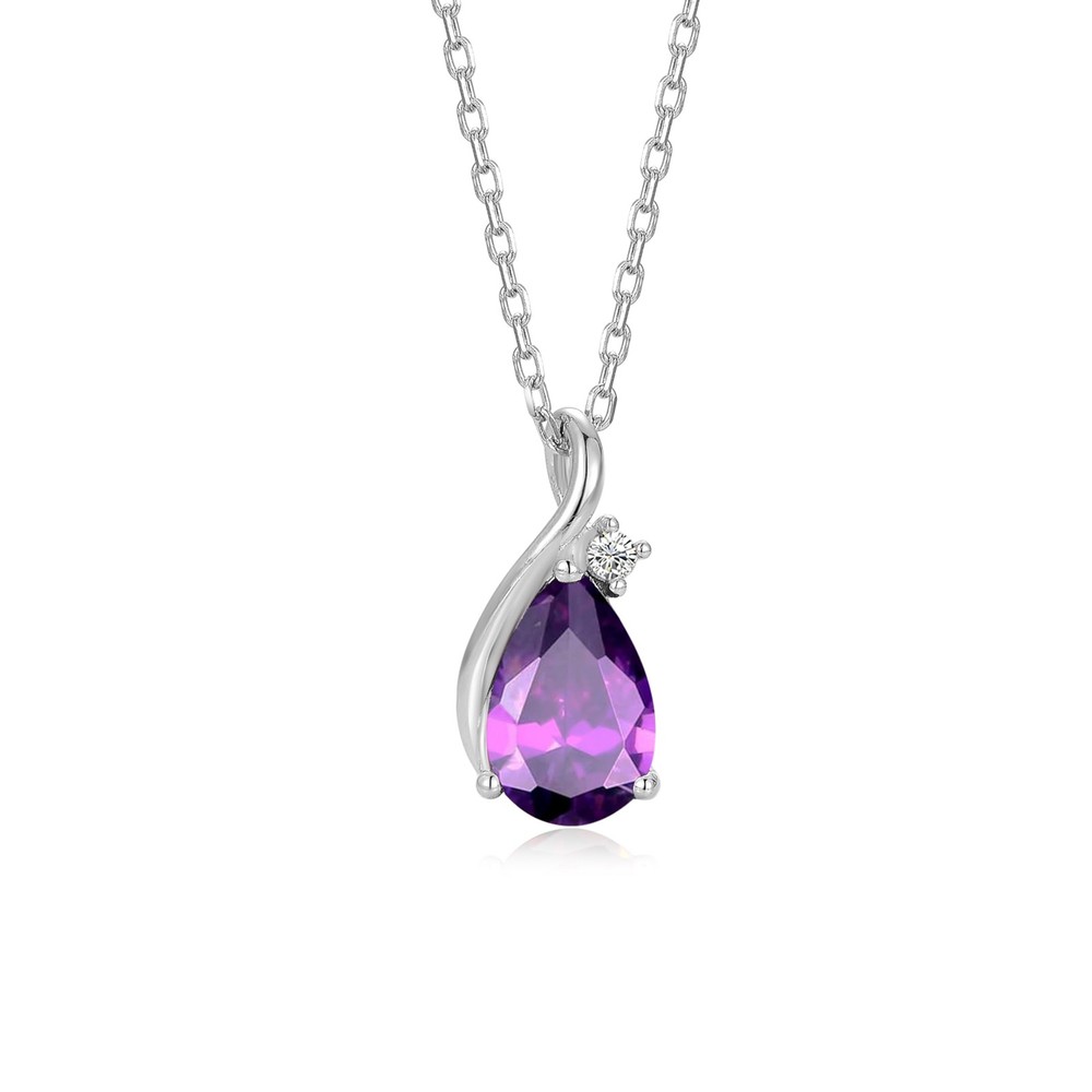 February Birthstone Necklace with Amethyst CZ Infinity Necklaces for Women wi...