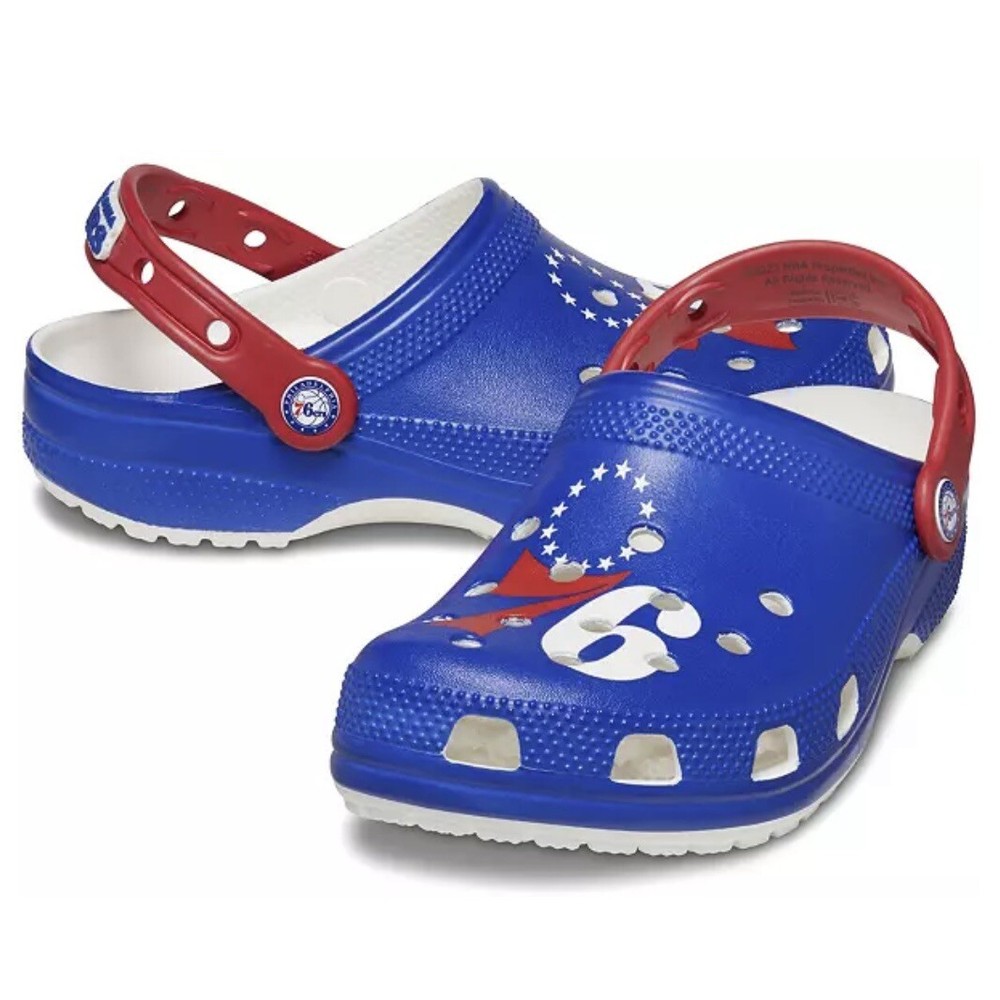Crocs NBA Philadelphia 76ers Classic Clogs 208901-100 Basketball Men Size 10 NEW