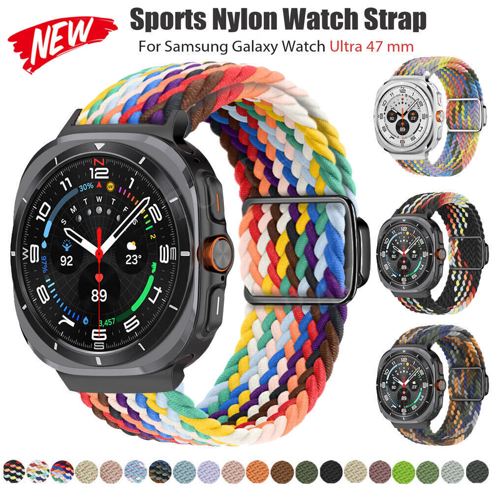 For Samsung Galaxy Watch Ultra 47mm Braided Watch Band Strap Magnetic Nylon Loop