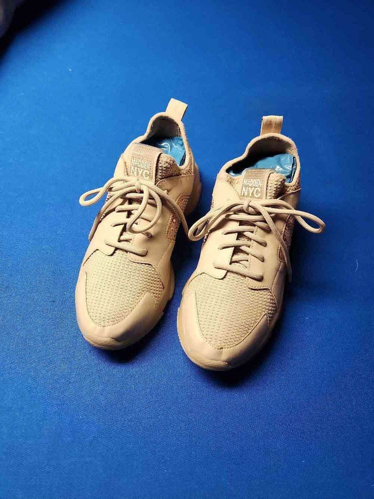 Madden NYC Women's Nude Rhinestone Mesh Athletic Sneakers Size 8