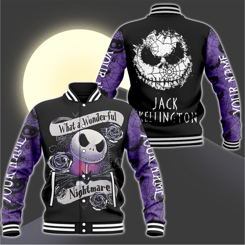 Personalized Jack Skellington Disney Halloween Baseball Cartoon Jacket