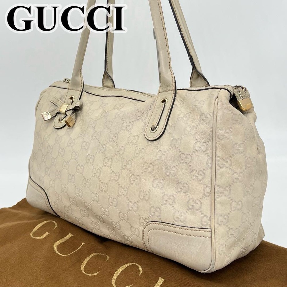 Gucci GG Shima Leather Tote Bag with Princey Ribbon Logo Pre-Owned