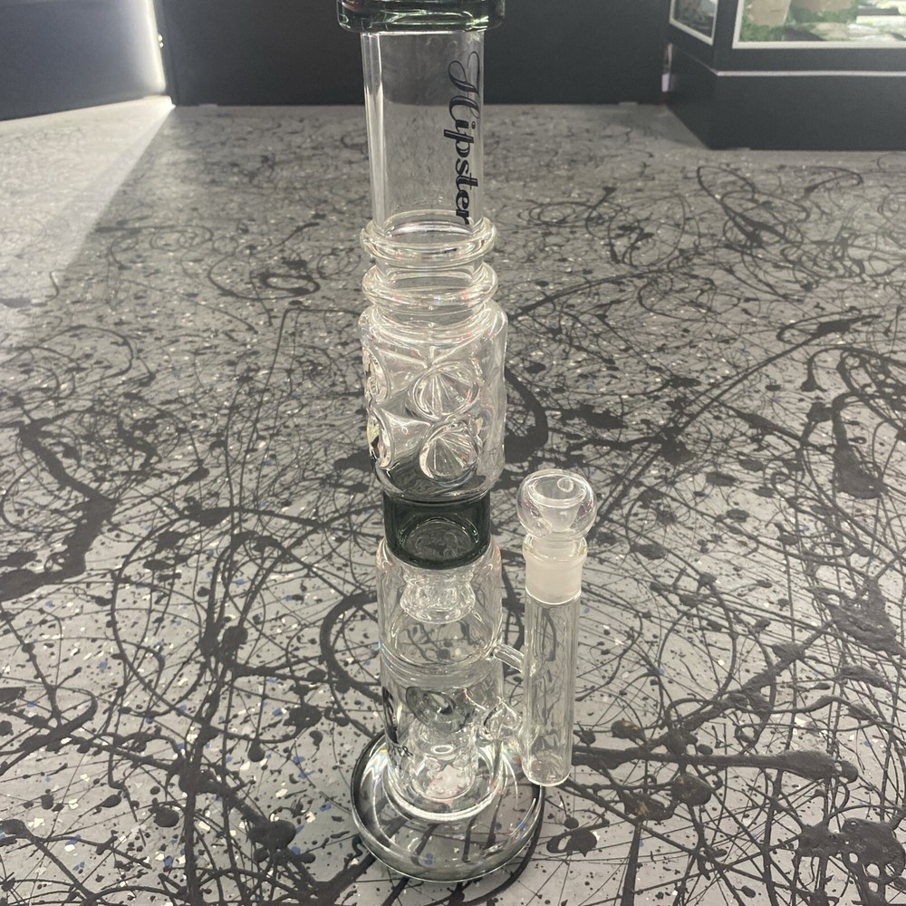 THICK  17.5” Bong Custom Glass Water Pipe HOOKAH *USA* Art Work  Heavy