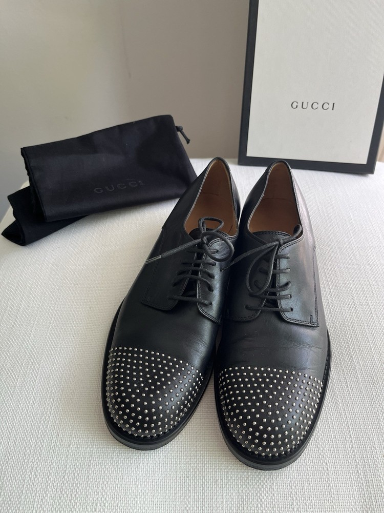 Gucci 36 Micro Studs Leather Oxford Lace Up Sneakers
