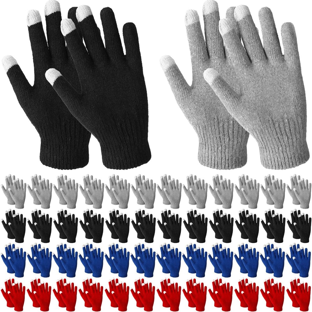 50 Pairs Winter Gloves Bulk Knit Stretchy Warm Touchscreen Gloves Multicolor ...