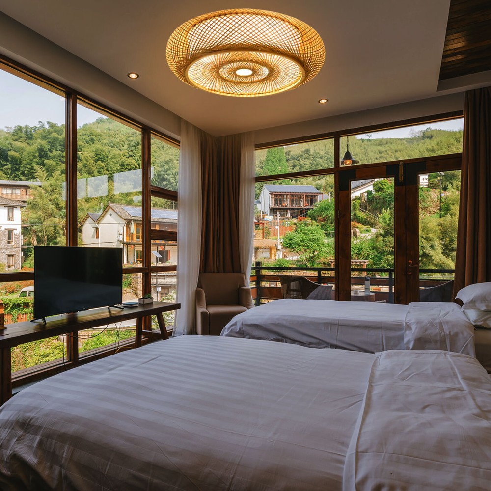 Rustic Bamboo Ceiling Light Art Pendant Lamp Drum Shape Wicker Rattan Fixture US