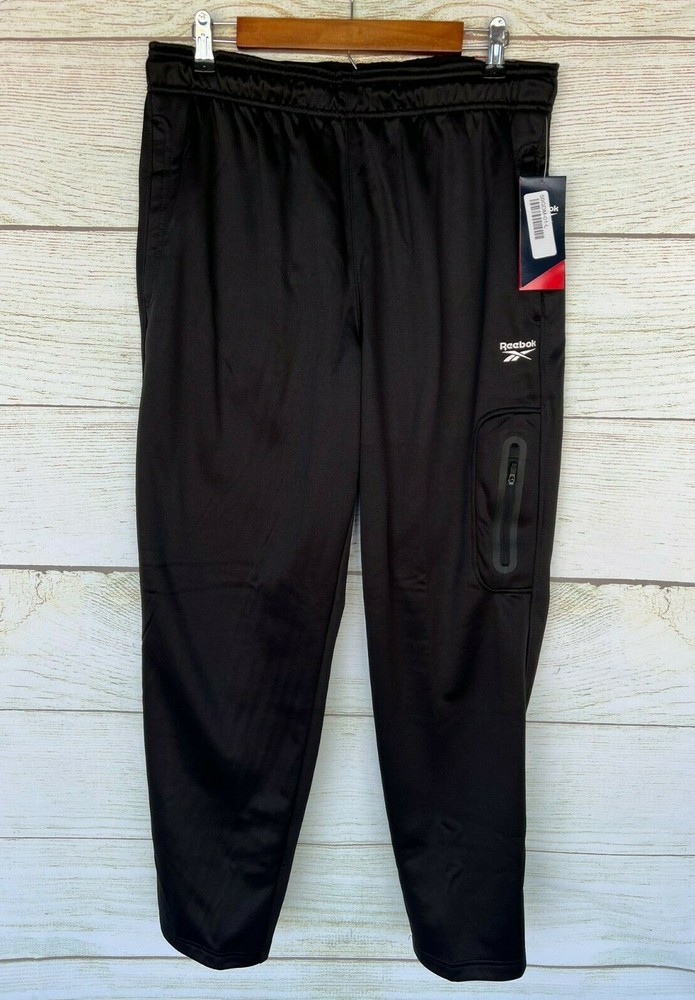 Reebok Athletic Pants Mens Size XL X 31 Black Tremont Slim Fit Fleece Pants New