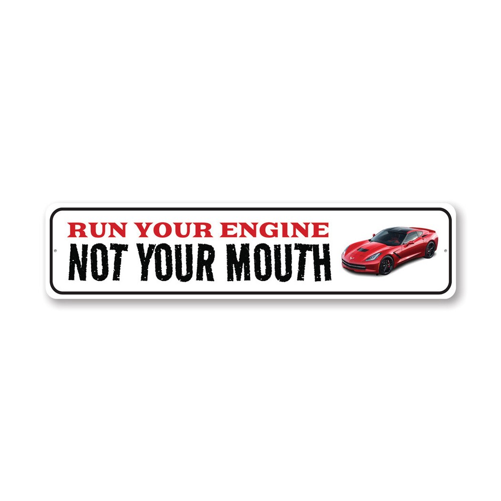 Chevy Corvette Run Your Engine Metal Sign Chevrolet Automotive Car Man Cave