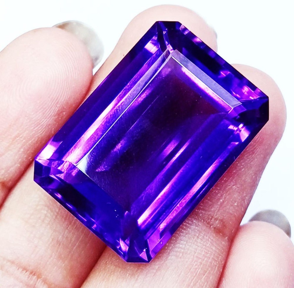 Natural Certified 100 Ct Amethyst Emerald Cut Loose Gemstone Stunning Beauty