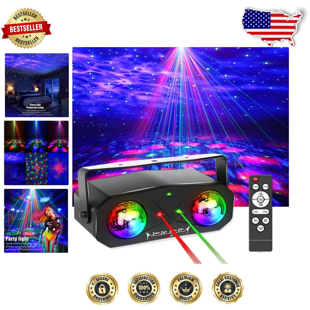3-in-1 Party Light & Starry Sky Projector with Remote Control - Black Elegance