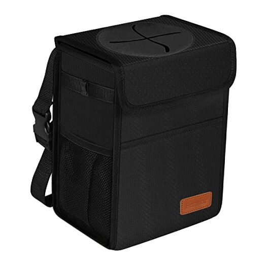 Leak Proof Car Trash Can with Lid - Waterproof Automotive Garbage Bin for