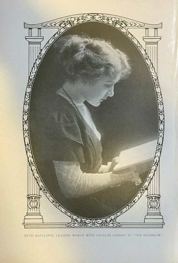 1909 Vintage Magazine Illustration Actress Ruth Maycliffe