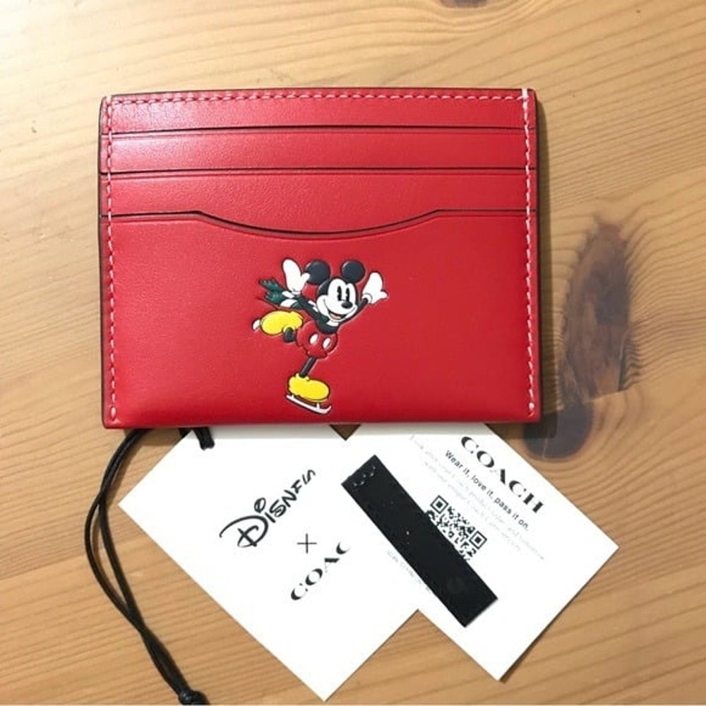 NWT Disney X Coach Slim Id Card Case With Winter Motif