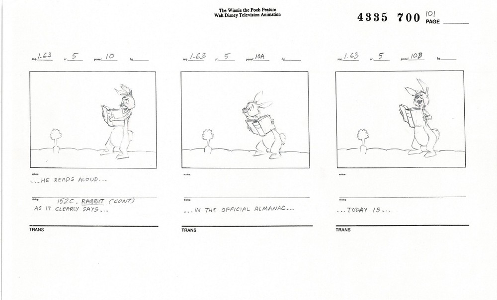 Winnie the Pooh Grand Adventure Disney Production Original SB Drawings 1997 6315