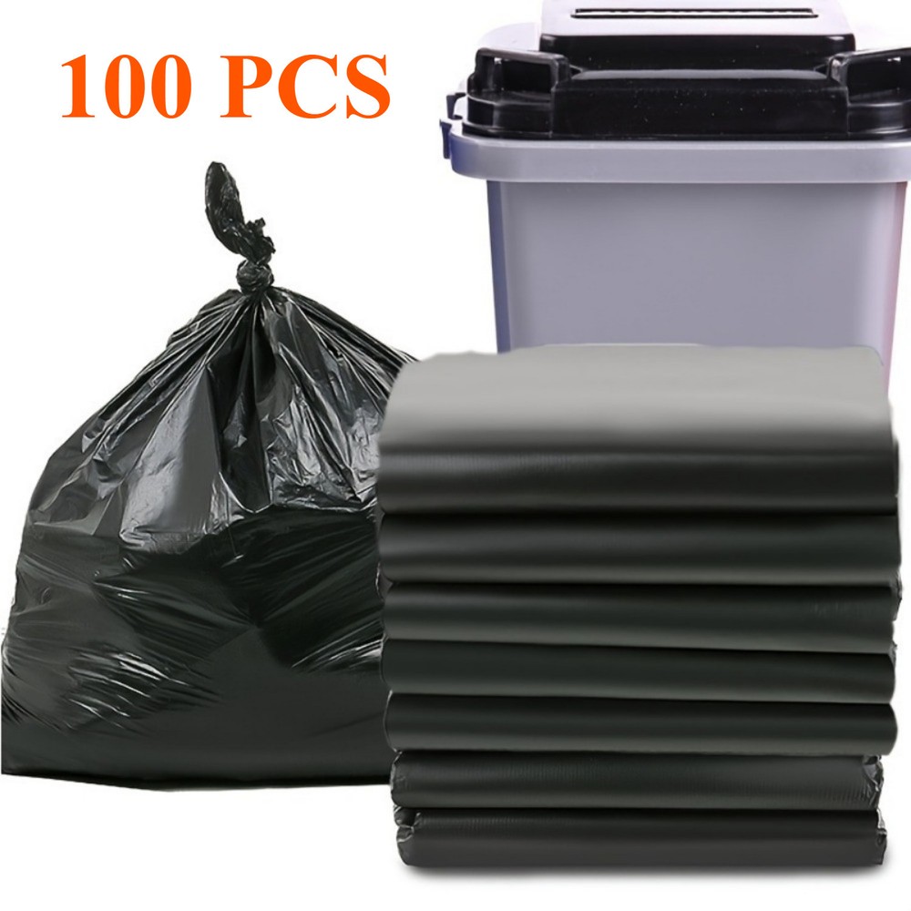 Heavy Duty 30 Gallon Black Trash Bags 100 Count 31x35 Inch Garbage Can Liners