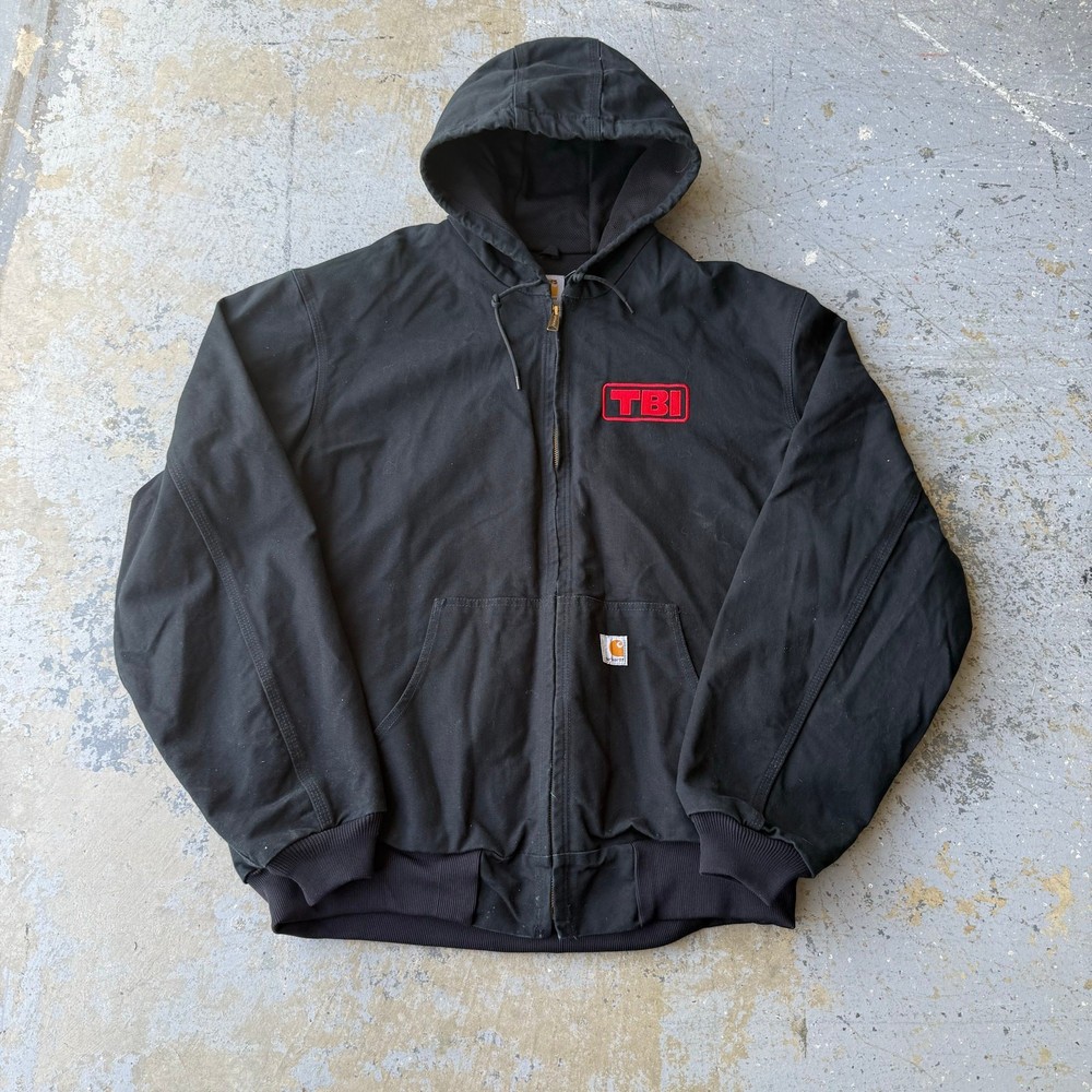Vintage Carhartt J131 Black Hooded Work Jacket Size 2XL