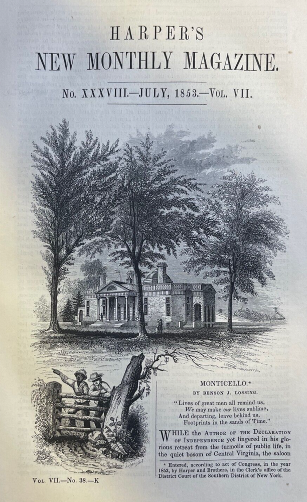 1853 Monticello Home of Thomas Jefferson