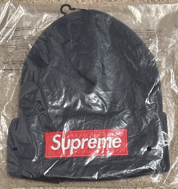 NWT Supreme New Era Box Logo Beanie FW24 OS Navy Free Shipping  
