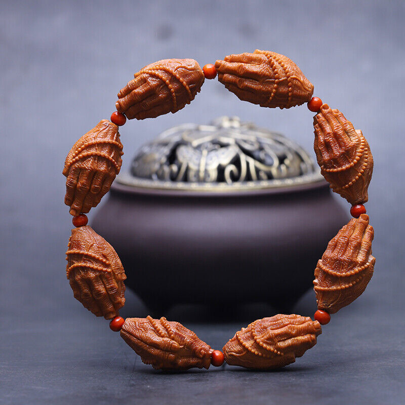 Chinese Olive Dentoliva Carved 8PCS Bead Buddha's-hand Bracelet