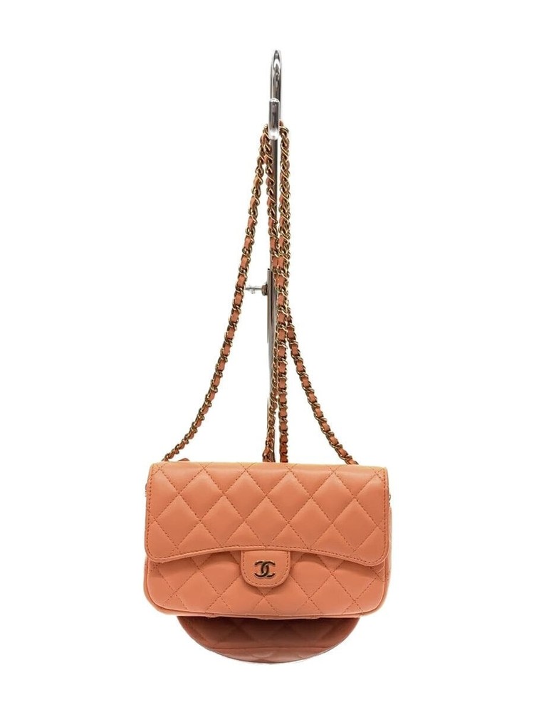 CHANEL Matelassé CC Pink Leather Chain Wallet Pre-Owned